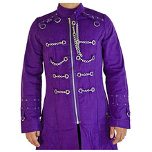 Load image into Gallery viewer, Handmade Men Gothic Royal Purple Hellraiser Vampire Trench Long Coat
