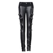 Gothic Retro Warrior Futurism Black Leather Pants Rock Style with Straps - Alternative Gothic Dark Wear | Embrace Dark Aesthetic Men & Women Gothic Clothing