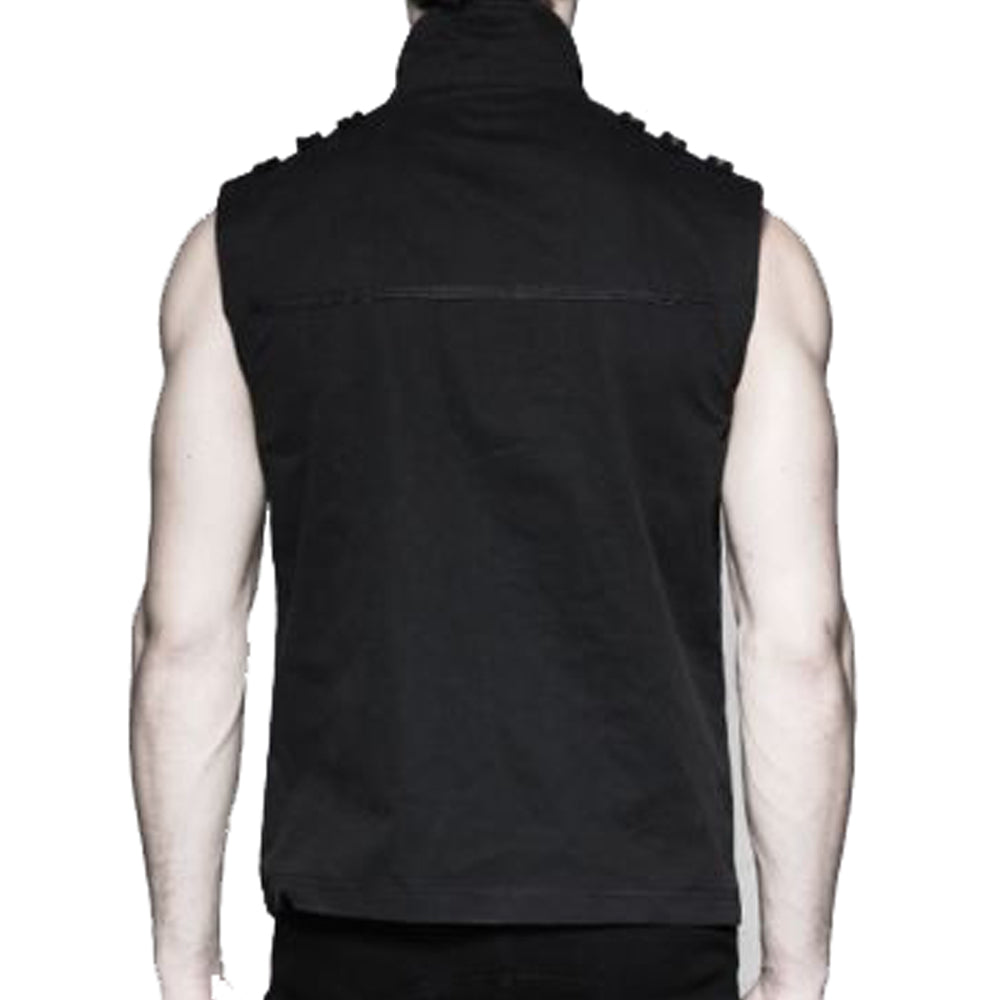 Men Gothic Cyber Vest Steampunk Military Rock Black Vest Top For Men - Alternative Gothic Dark Wear | Embrace Dark Aesthetic Men & Women Gothic Clothing