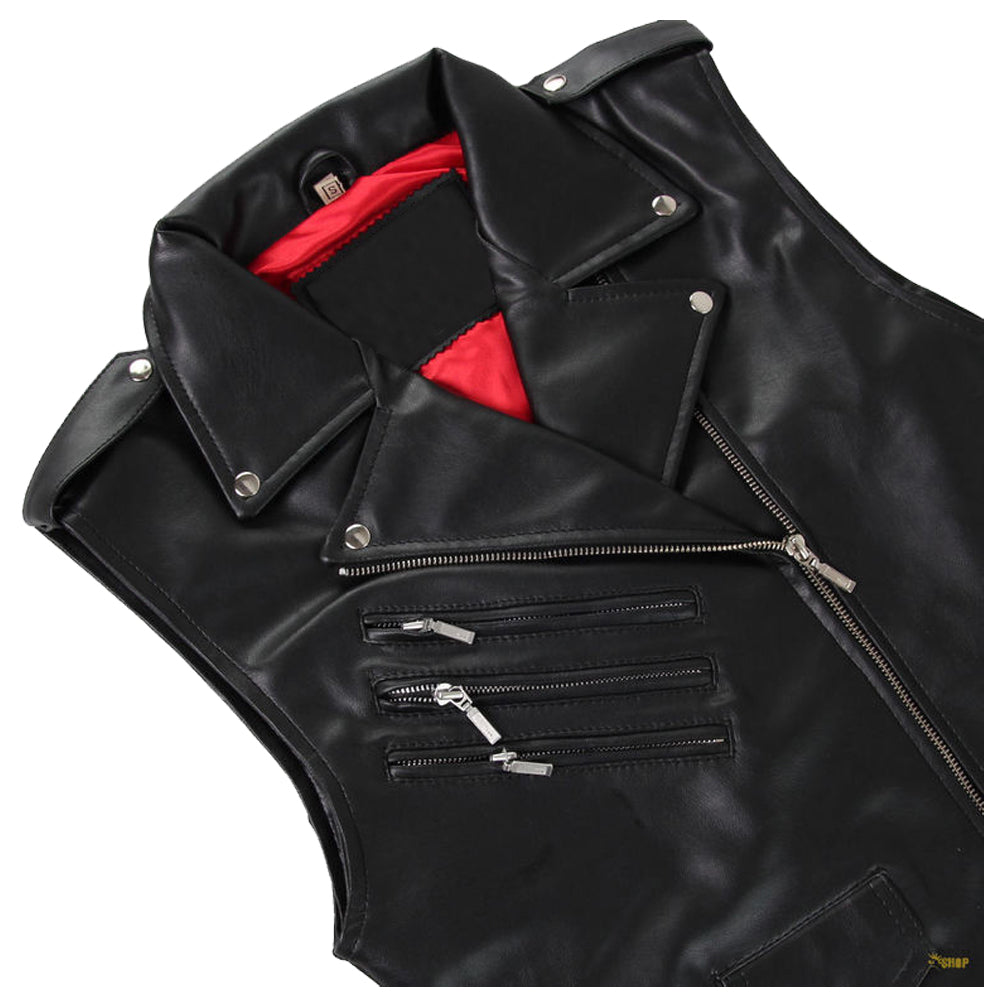 Men Leather Vest Unisex Punk Stylish Band PU Vest Gothic Core