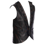 Men Black Leather Vest, Mens Fashion ROCK Steampunk Leather V Neck Vest - Alternative Gothic Dark Wear | Embrace Dark Aesthetic Men & Women Gothic Clothing