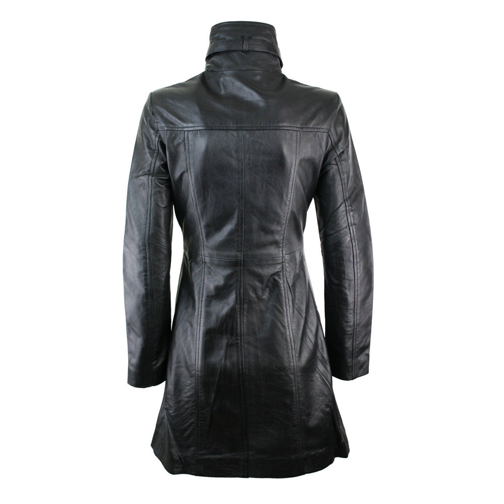 Women's Trench Coat Ladies Vintage Real Leather Fashion Coat - Alternative Gothic Dark Wear | Embrace Dark Aesthetic Men & Women Gothic Clothing