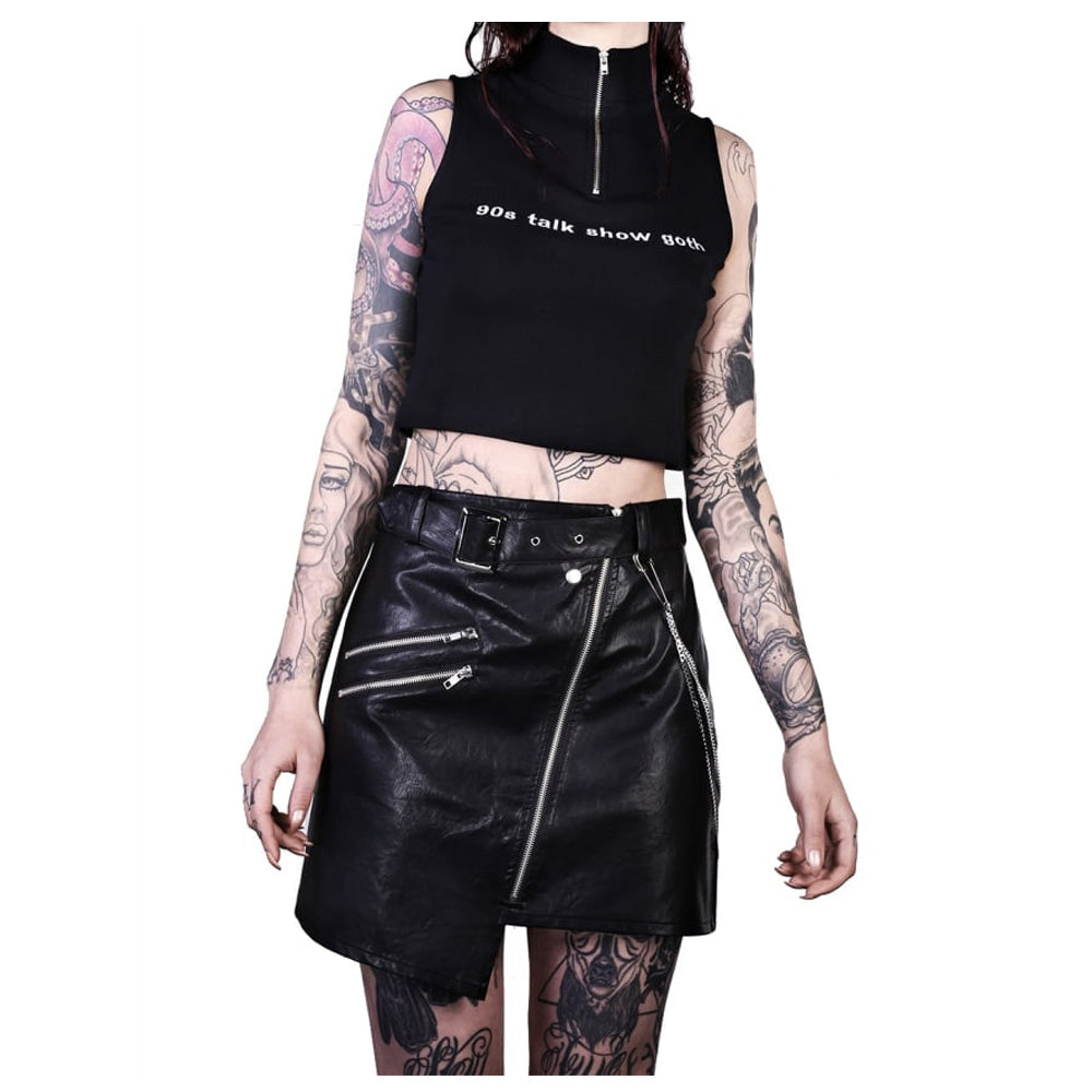 Women Gothic Leather Skirt Emo Inspired Vrouwen Lederen Skirt for Bold Alternative Style - Alternative Gothic Dark Wear | Embrace Dark Aesthetic Men & Women Gothic Clothing