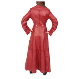 Women Gothic Sissy Empress Coat Real Nappa Leather Red Coat Gothic Fitted Long Coat