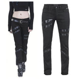 Women Gothic Long Pants Black Punk Rock Style with Zipper and Decorative Emo - Alternative Gothic Dark Wear | Embrace Dark Aesthetic Men & Women Gothic Clothing