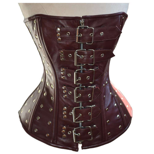 Women Steampunk Style Corset real Sheep Leather Women Corset