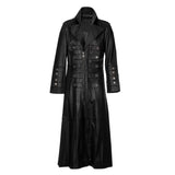 Men Neo Matrix Coat Black Full Length Leather Trench Coat Gothic Matrix Style Coat - Alternative Gothic Dark Wear | Embrace Dark Aesthetic Men & Women Gothic Clothing