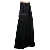 New Women Gothic Track Skirt Convertible Long Skirt with Bold Buckle Accents