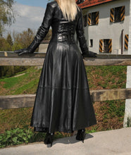 Load image into Gallery viewer, Handmade Women Gothic Trench Long Coats Full Length Coat Alternative Victorian, Steampunk, Leather Coat
