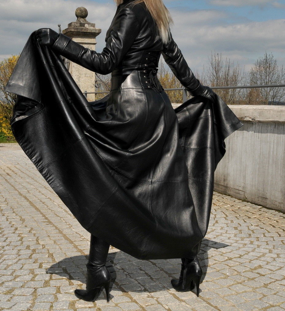 Handmade Women Gothic Trench Long Coats Full Length Coat Alternative Victorian, Steampunk, Leather Coat