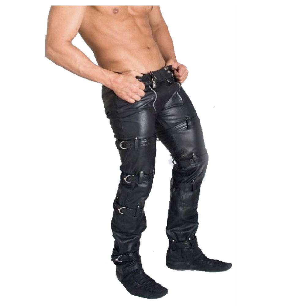 New Men Leather Motorcycle Pant