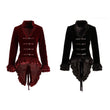 Women Hearts & amp; Roses Ruffled Dovetail Velvet Victorian Coat Ladies Tailcoat