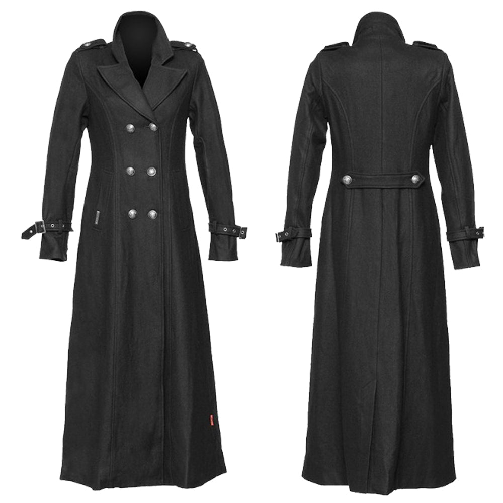 Women Gothic Style Long Coat Military Black Wool Coat Women Long Coat - Alternative Gothic Dark Wear | Embrace Dark Aesthetic Men & Women Gothic Clothing