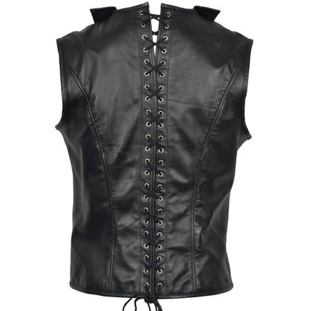 Men Leather Vest Steampunk Steel Boned Waistcoat Corset Gothic Victorian Vest