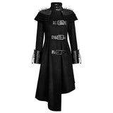 Women Gothic Long Coat Killers Rivets Shoulder Stand Up Collar Asymmetrical Military Coat for Sale