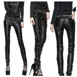 Punk Rave Syren Faux Leather Pants Black Skinny Jeans with Zip Detail Gothic Fetish Style - Alternative Gothic Dark Wear | Embrace Dark Aesthetic Men & Women Gothic Clothing