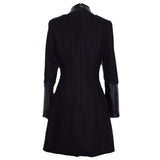 Womens British Style Slim Fit Wool Blend Trench Double Breasted Long Jacket Military Coat