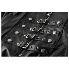 Load image into Gallery viewer, Handmade Men Long Black Gothic Coat Imitation Men leather Long Coat Adjustable Straps
