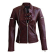 Women Distressed Maroon Red Sheep Leather Jacket Ladies Genuine Leather Zipper Jacket with Vintage Style - Alternative Gothic Dark Wear | Embrace Dark Aesthetic Men & Women Gothic Clothing