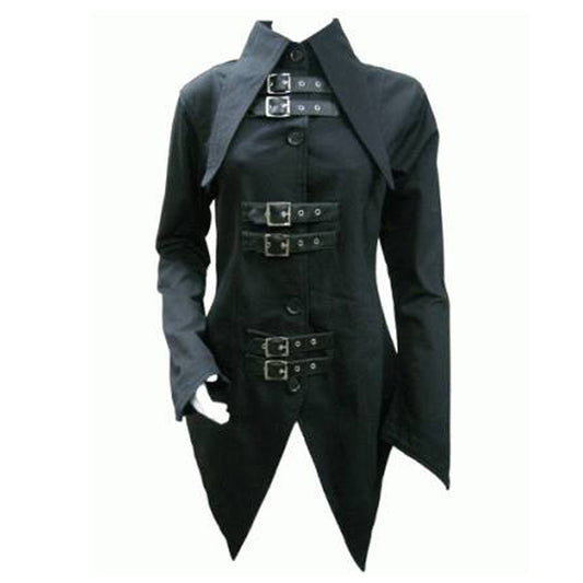 Halloween Steampunk Clothing Gothic Coat Bondage Buckle Style Coat - Alternative Gothic Dark Wear | Embrace Dark Aesthetic Men & Women Gothic Clothing