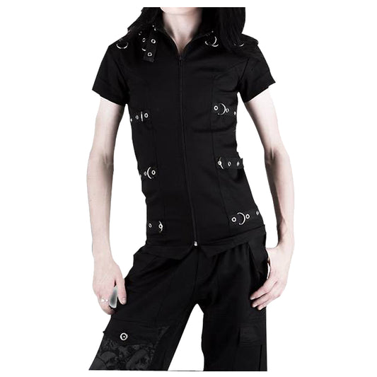 Women Gothic Short Sleeve Shirt Stylish and Bold Look - Alternative Gothic Dark Wear | Embrace Dark Aesthetic Men & Women Gothic Clothing