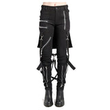 Women Bumflap Bondage Pants EMO Biker Style Gothic Trousers - Alternative Gothic Dark Wear | Embrace Dark Aesthetic Men & Women Gothic Clothing