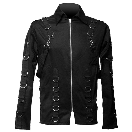 Men Black Gothic Shirt Sleeve Zip Shirt For Sale 10 D - Alternative Gothic Dark Wear | Embrace Dark Aesthetic Men & Women Gothic Clothing