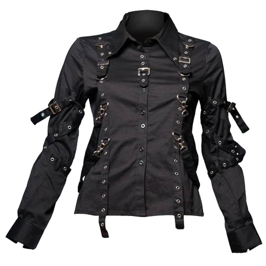 Women Black Gothic Shirt Dark and Edgy Fashion