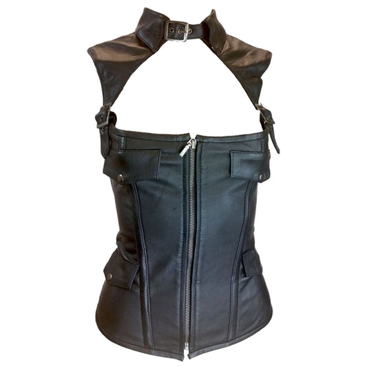 Women Collar Corset  Leather Corset