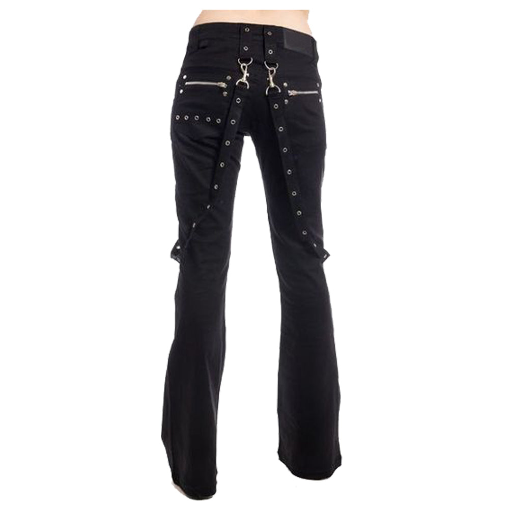 Women Gothic Pencil Pants Devil Fashion Black Lace Up Skinny Punk Style Trousers