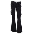 Women Gothic Pencil Pants Devil Fashion Black Lace Up Skinny Punk Style Trousers