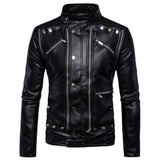 Men Motorcycle Jacket Gothic Black Leather Jacket Multi-Zip Biker Jacket - Alternative Gothic Dark Wear | Embrace Dark Aesthetic Men & Women Gothic Clothing