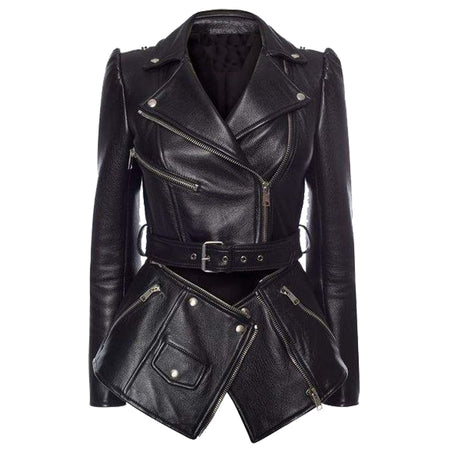 Women Vintage Zip UpGothic Coat Steampunk PU Leather Coat