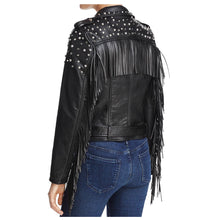 Load image into Gallery viewer, Women Punk Style Black Studded Biker Leather Jacket Gothic Brando Rock Punk Jacket
