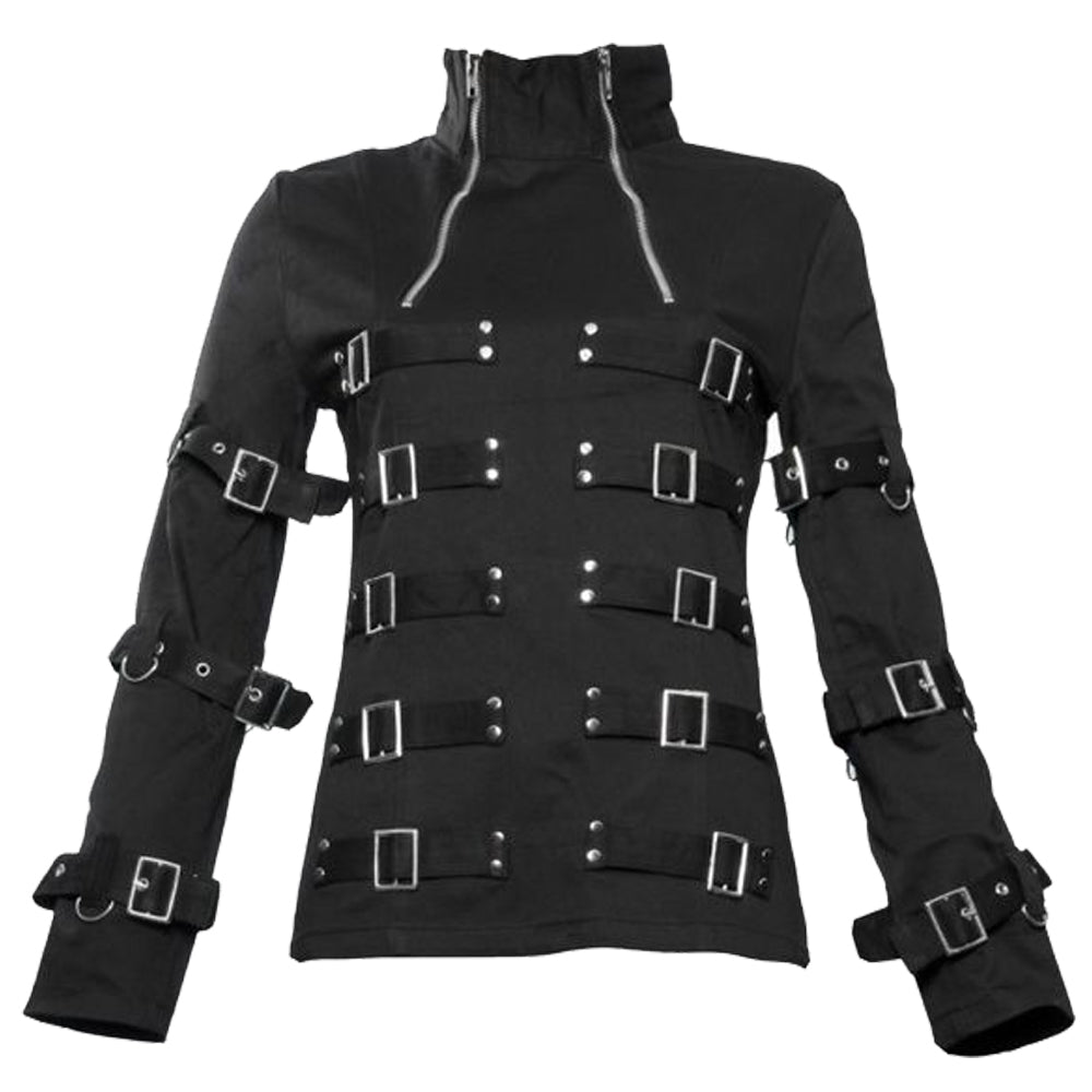 Women Dark Fashion Gothic Jacket with Buckles and Straps