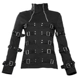 Women Dark Fashion Gothic Jacket with Buckles and Straps