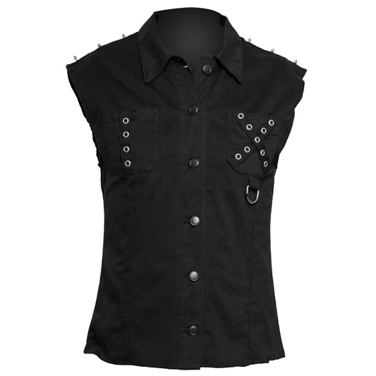 Men Gothic Shirt Sleeveless Pocket Gothic Shirt