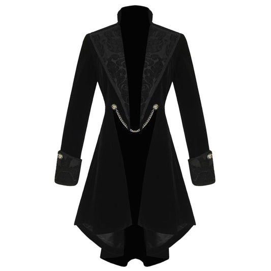 Handmade Women Gothic Pentagram Velvet Coat Ladies Gothic Long Coat