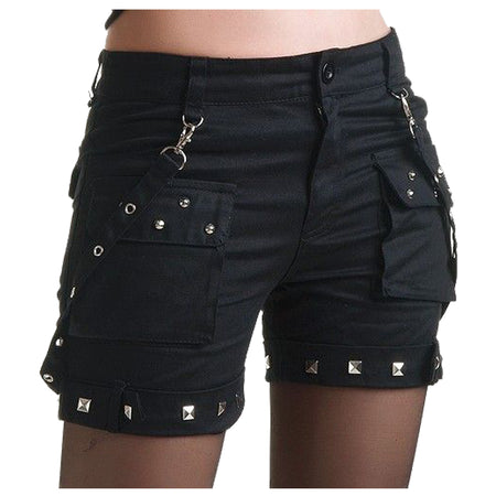 Women Gothic Cargo Black Short