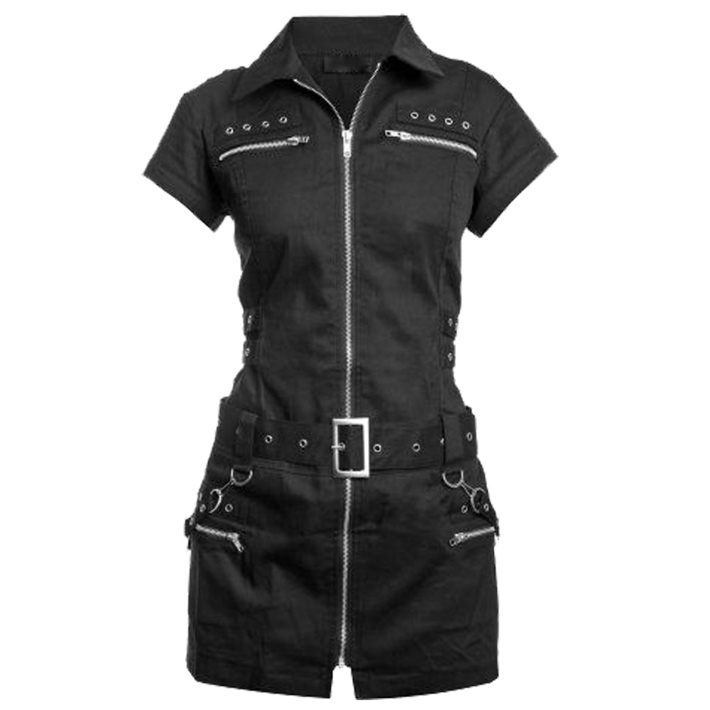 Women Rose Heart Bondage Jacket Military Half Sleeve Shirt Bondage Zipper Jacket