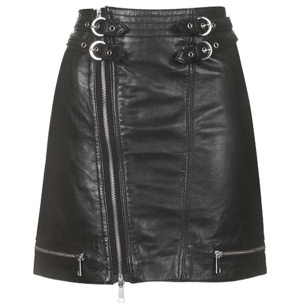 Women Black Leather Biker Mini Skirt Stylish and Edgy Design with a Bold Chic Appeal