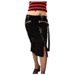 Women Gothic Black Long Zipper Skirt Ladies Short High Waist Goth Style Skirt with Bold Edgy Design