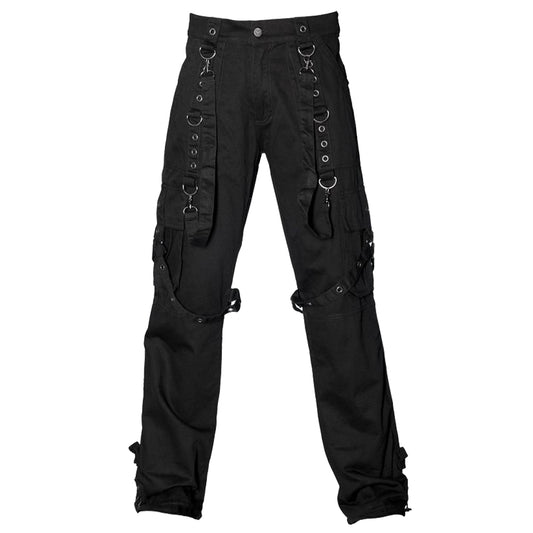 Men Black Gothic Pant D-Ring Style Goth Cotton Hight Waist Pants