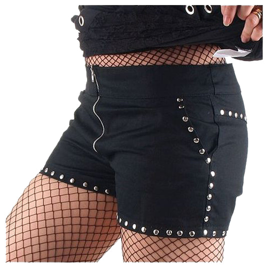 Women Gothic High Waist Black Festi Shorts Multi Pocket Military Cargo Style Short