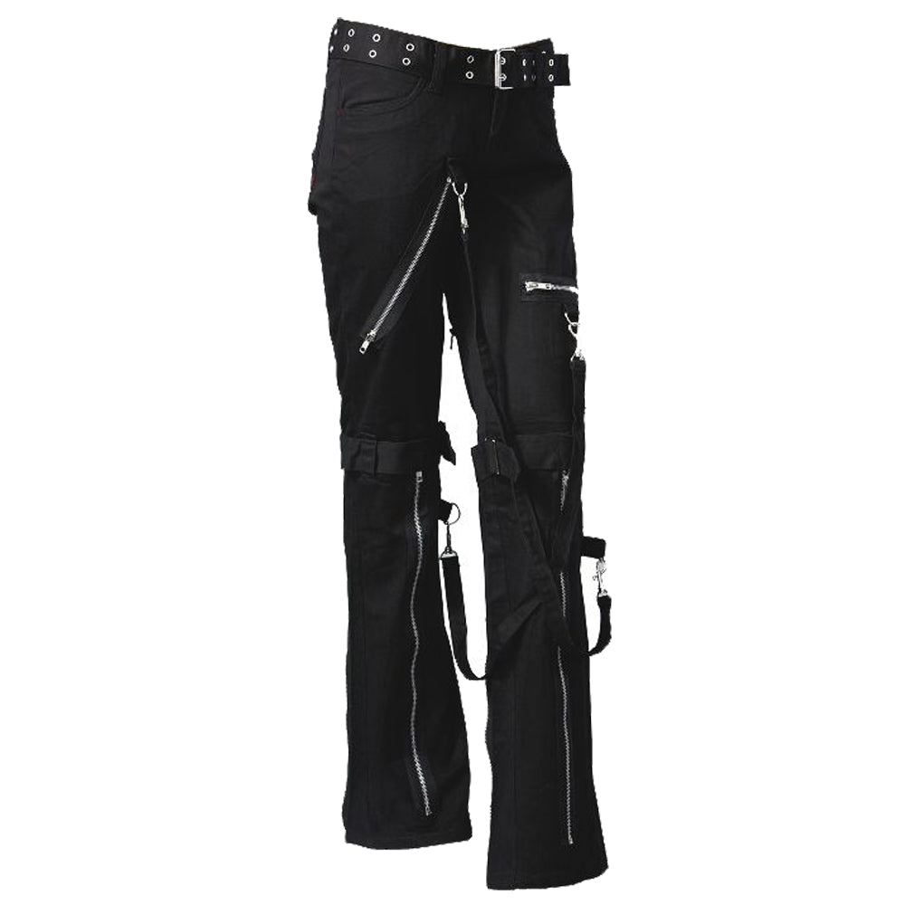 Men Gothic Black Pant Belt Style Dark Street Pant