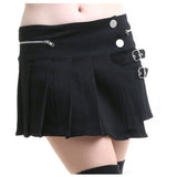 Women Gothic Mini Black Skirt School Girl Plaid Tartan Pleated Design in Micro Short Style