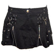 Women Black Gothic Mini Skirt Front Double Zipper Bondage Style Short Skirt