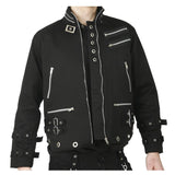 Men Goth Punk Black Jacket Bondage Gothic Eyelet Biker Jacket Fetish Military Jacket - Alternative Gothic Dark Wear | Embrace Dark Aesthetic Men & Women Gothic Clothing
