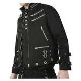 Men Goth Punk Black Jacket Bondage Gothic Eyelet Biker Jacket Fetish Military Jacket - Alternative Gothic Dark Wear | Embrace Dark Aesthetic Men & Women Gothic Clothing