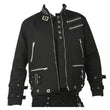Men Goth Punk Black Jacket Bondage Gothic Eyelet Biker Jacket Fetish Military Jacket - Alternative Gothic Dark Wear | Embrace Dark Aesthetic Men & Women Gothic Clothing
